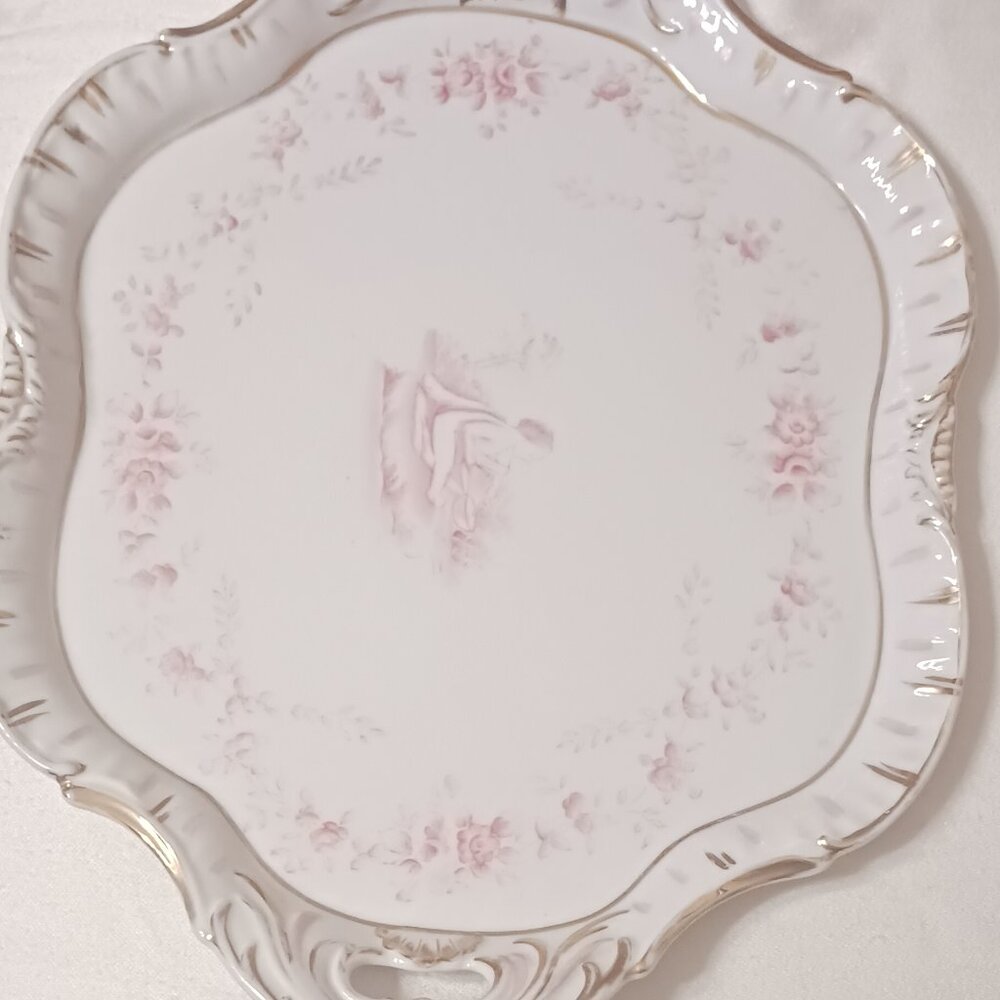 Vintage Andrea Made in Japan (Sadek) Dressing Tray Pink, White & Gold G899-PINK